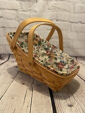 Longaberger Angle Basket Double Swing Handles Fabric Plastic Protector 1996 13” picture