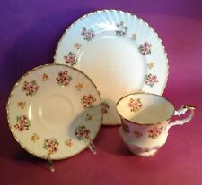 Queens By Rosina 3 pc Dessert Set - Cup Saucer Plate - Yellow & Purple - England picture