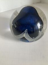 BEAUTIFUL LARGE COLBOLT BLUE PAPERWEIGHT HAND BLOWN L C W LIBERTY SIGNED DATED picture