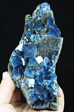 480g WOW Beauty Rare Blue Cube Fluorite Crystal Mineral Specimen/China picture