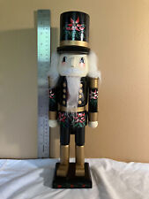 Vintage Nutcracker Beautiful Solder with Poinsettia flowers adoring coat, 15”  picture
