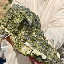 2.2LB Natural green tourmaline quartz crystal cluster mineral specimen picture