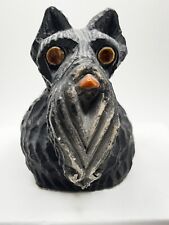 Vintage Artesania Rinconada Scottie Dog Figurine Black Hand Carved Signed picture