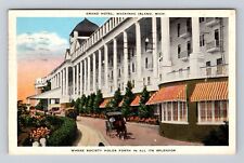 Mackinac Island MI-Michigan, Panoramic View Grand Hotel, Vintage c1946 Postcard picture