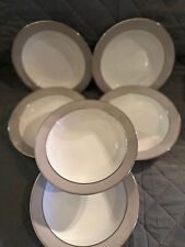 Platina by Sango Mid Century Salad Bowls(6) Gray White 7-1/2