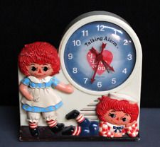 VINTAGE Raggedy Ann Andy Wind-Up Talking Alarm Clock - CLOCK WORKS (READ) picture