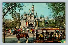 Disneyland-Horse-Drawn Street Car at Sleeping Beauty Castle-Vintage Postcard picture