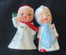 Vintage Christmas Salt and Pepper Shakers~Angels/Pixie's Holding Candle/Waving picture
