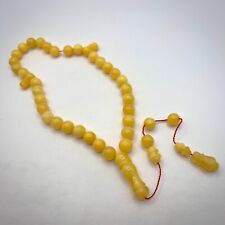 Genuine Vintage Baltic Yellow White Amber Round Shape Islamic Prayer Beads 52 gr picture