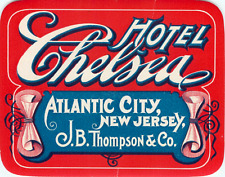 Hotel Chelsea ~ATLANTIC CITY - NJ~ Historic & Scarce Early Luggage Label, c 1925 picture