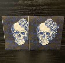 TWO Individual Paper  Decoupage Napkins - SUGAR SKULLS HALLOWEEN 1004 picture