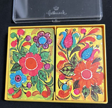Vintage Stardust 2 Deck Playing Cards Floral Yellow Green Multicolor picture