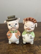 Vintage Lefton Mr & Mrs Pig Salt and Pepper Shakers, #3828 Ceramic Vintage picture
