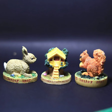 Set Of 3 Vintage Resin Figurines Rabbit Squirrel Hut C 1997 Tetley Tea Multcolor picture