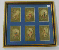 6 chromos IN GOOD RUNNING - CHILDREN on gold background, beautifully framed, circa 1900 picture