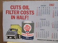 RPM Motor Oil Advertising Pocket Calendar for 1967 Chevron Oil Company picture
