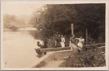 Vintage 1910s Real Photo RPPC Postcard - 4 Young Ladies Hanging out at the Lake picture