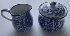 Royal Majestic Stoneware Country Time Blue 8750 Creamer 4” Tall Sugar 4” Tall picture