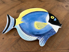 Ceramiche Leonardo Colorful Blue Fish Wall Plaque Trivet 7483 Italy Hand Painted picture