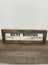 Real ANTIQUE African American Segregated Restroom Glass Sign In Built Frame picture