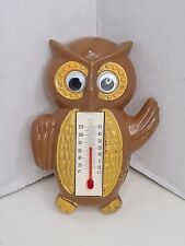 Vintage Arjon Brown Yellow Owl Refrigerator Magnet Thermometer - 3.5 in picture