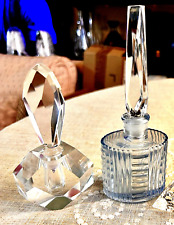 2 LOVELY CUT CRYSTAL PERFUME DECANTERS W/ ORIGINAL STOPPERS/DAUBERS-FLAWLESS picture