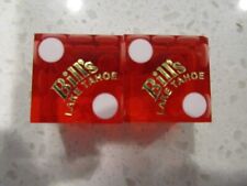 Bill's Lake Tahoe Gold Casino Pair of Red DICE +FREE Las Vegas Poker Chip picture