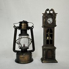 Vintage Lot of 2 Metal Die Cast Pencil Sharpeners Lantern & Grandfather Clock picture