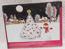 2 New Boxes Snowman Tree (16 cards each) Unused Sealed Christmas Cards Kmart picture
