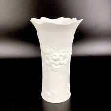Vintage Kaiser Bisque Porcelain White Floral Vase West Germany 7” picture