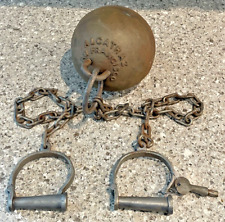 Alcatraz Ball & Chain Leg Irons Cuffs + Key Rare San Francisco Prison Artifact picture