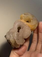56.5mm Natural Mongolian Jade Bangle Sculpture/Shetei Cui/Hand Carved Dragon picture