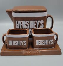 2007 Retired Ceramic Hershey's Hot Cocoa Serving Set Teapot 2 Cups & Tray picture