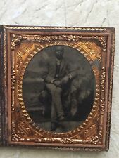 1800 HANDSOME  WELL  DRESSED AFRICAN AMERICAN MAN  SUIT FUR  RUG Tin Type Photo picture