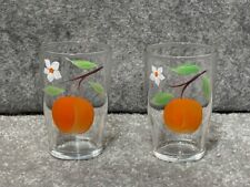 Vintage 1950s Tropicana Promo Orange & Blossom Juice Glass Hand Painted Lot of 2 picture