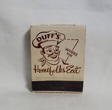 Vintage Duff's Diner Restaurant Full Feature Matchbook Winchester VA Advertising picture