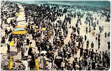 Crowded Beach 1913 Atlantic City NJ  Vintage Hand-colored Postcard picture