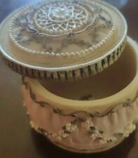 Vintage Handpainted Bisque Porcelain Victorian Style Trinket Jewelry Box -  picture