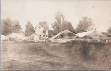 Greenhouses, Boy on Roof of Shed, Real Photo Postcard, RPPC picture