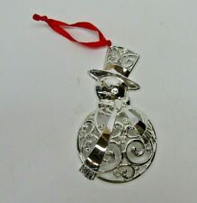 Lenox Sparkle And Scroll Clear-Crystal Snowman Ornament Silverplate picture