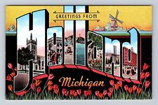 Holland MI- Michigan, LARGE LETTER General Greetings, Antique, Vintage Postcard picture
