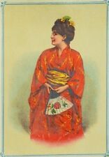 Lot Of 1880's-90's 4 Lovely Ladies Geisha Colorful Kimonos Fans P80 picture