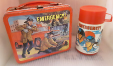 RARE 1973 EMERGENCY FIREMAN Metal Lunch Box & Thermos Paramedic TV SHOW Lunchbox picture