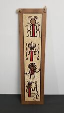 Red Petroglyph Rock Chilean Wall Art Indigenous Souvenir Painting 15.75x4” New picture