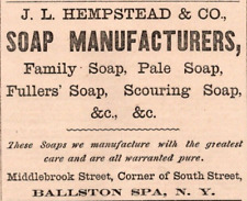 1871 J L HEMPSTEAD SOAP MANUFACTURERS FAMILY SOAP PALE SOAP  BALLSTON SPA NY picture