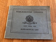 marlborough college . lent term 1950 alphabetical list booklet picture