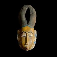 African Mask Antiques Tribal Face Vintage Wood Carved Hanging Guro-9967 picture
