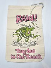 RAID ADVERTISING PROMO BUG OUT TO THE BEACH DRAWSTRING BAG SACK LAUNDRY Cartoon picture