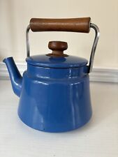 Vintage Dansk Japan Kobenstyle Teapot Kettle Blue Rare Wood Handle  picture