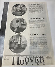 c1919 Hoover Vacuum ANTIQUE Print Ad Beats As It Sweeps & Cleans, Daylo 10x15